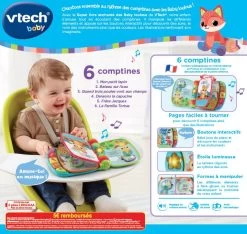 VTECH BABY Super Livre Enchanté Des Baby Loulous Bleu - Livre Interactif -VTech Promos Boutique 166775 dos boC3AEte
