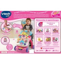 VTECH BABY Super Trotteur Parlant 2 En 1 Rose -VTech Promos Boutique 505655 super trotteur parlant dos