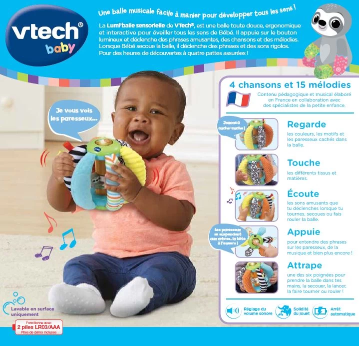 VTECH BABY Lumi'balle Sensorielle 5 VTECH BABY Lumi'balle Sensorielle – Image 5