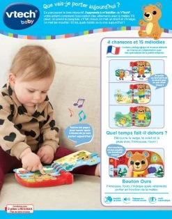 VTECH BABY Livre Interactif - J'apprends à M'habiller -VTech Promos Boutique 558305 dos boC3AEte