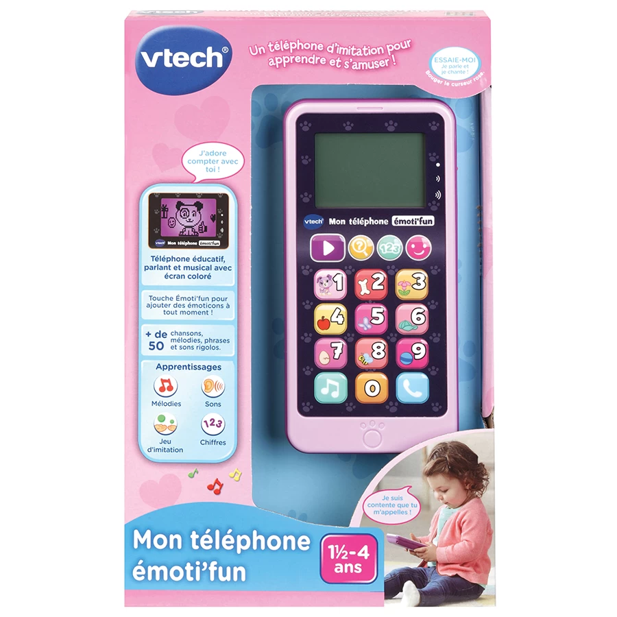 VTECH BABY Mon Téléphone émoti'fun Rose - Téléphone D'imitation 2 VTECH BABY Mon Téléphone émoti'fun Rose - Téléphone D'imitation – Image 2