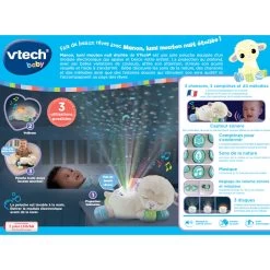VTECH BABY Manon, Lumi Mouton Nuit étoilée 3 En 1 - Veilleuse En Peluche -VTech Promos Boutique 80 550505 dos boite
