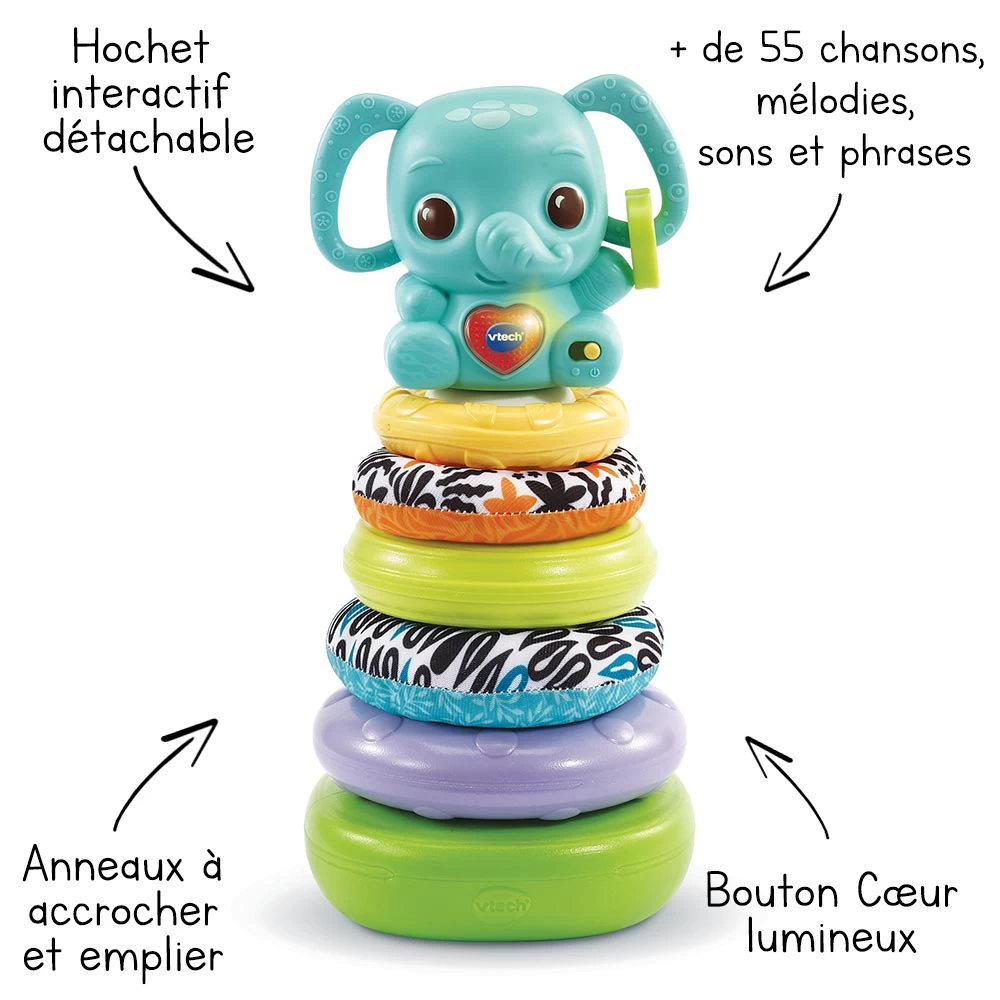 VTech Nino, éléphanteau Empilo 3 En 1 2 VTech Nino, éléphanteau Empilo 3 En 1 – Image 2