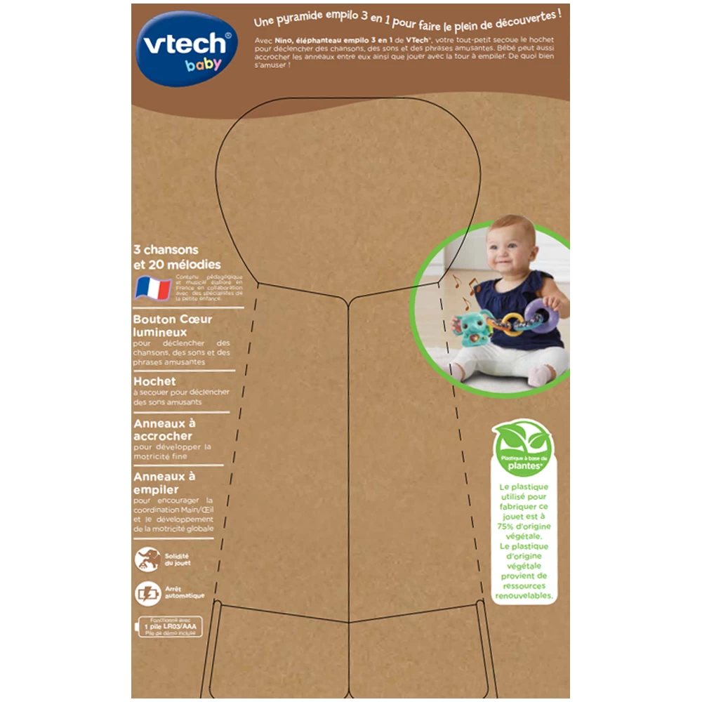 VTech Nino, éléphanteau Empilo 3 En 1 7 VTech Nino, éléphanteau Empilo 3 En 1 – Image 7