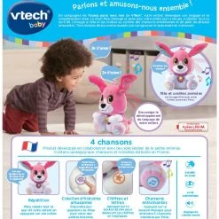 VTECH BABY Toutou Parle Avec Moi Rose - Peluche Interactive -VTech Promos Boutique 80 610155 dos boite