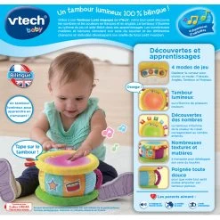 VTECH BABY Tambour Lumi Magique - Jouet Musical -VTech Promos Boutique 80 612505 tambour lumi magique dos