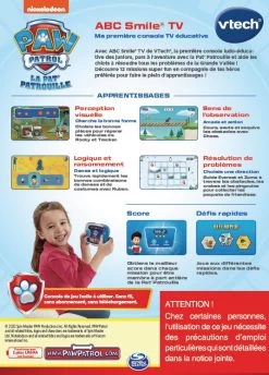 VTech Pat' Patrouille - ABC Smile TV -VTech Promos Boutique 80 616005 dos boite